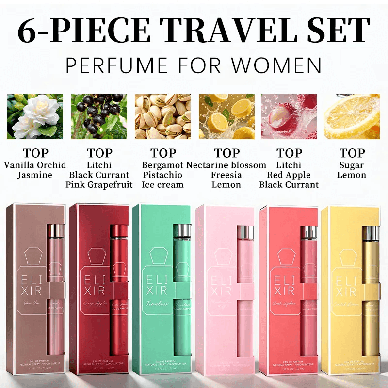 Women's 6 Piece Set Travel Perfume 35ml 1.18oz Perfume For Her PDQ Sweet Gourmand & Floral Fragrances Long Lasting For Party Night Out & Daily Wear Perfect Gift For Girlfriend, Best Friend, Mother