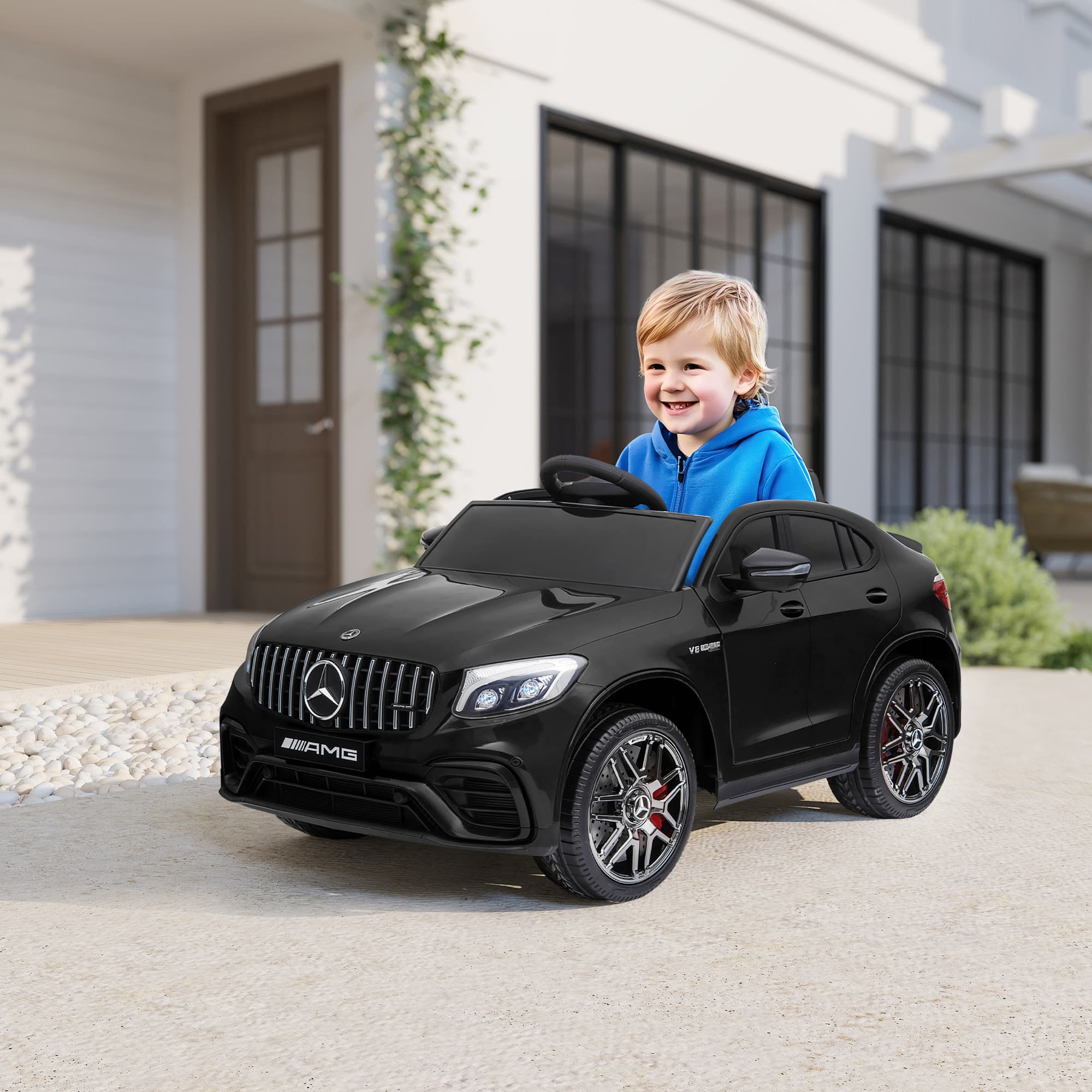 Toddler Ride On Car (Mercedes Benz AMG GLC63S Coupe) Electric Kids Ride On Car with 2 Speed, MP3 Player, Light, Horn, Songs, Suspension - Fun for Toddlers and Kids - Black