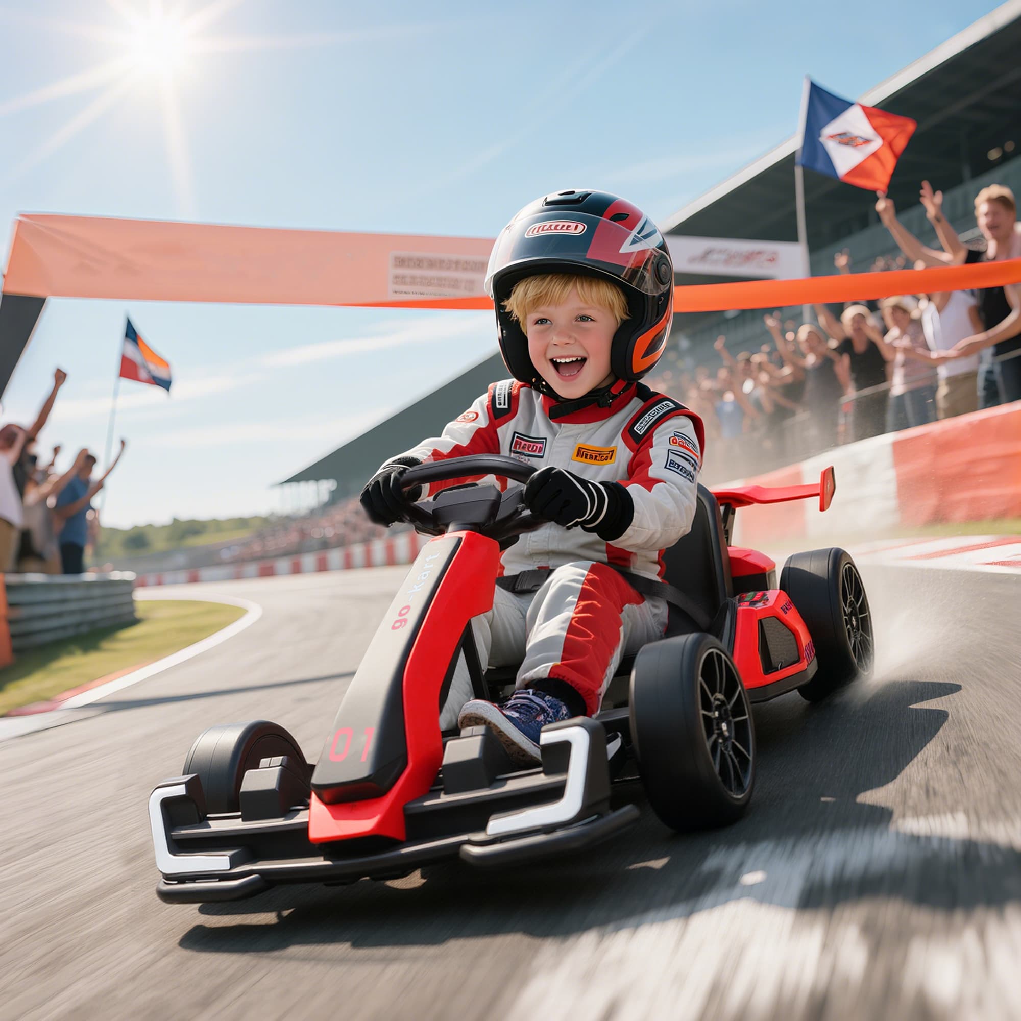 24V 7.5 MPH Electric Go Kart with Adjustable Seat, Slow Start, Red