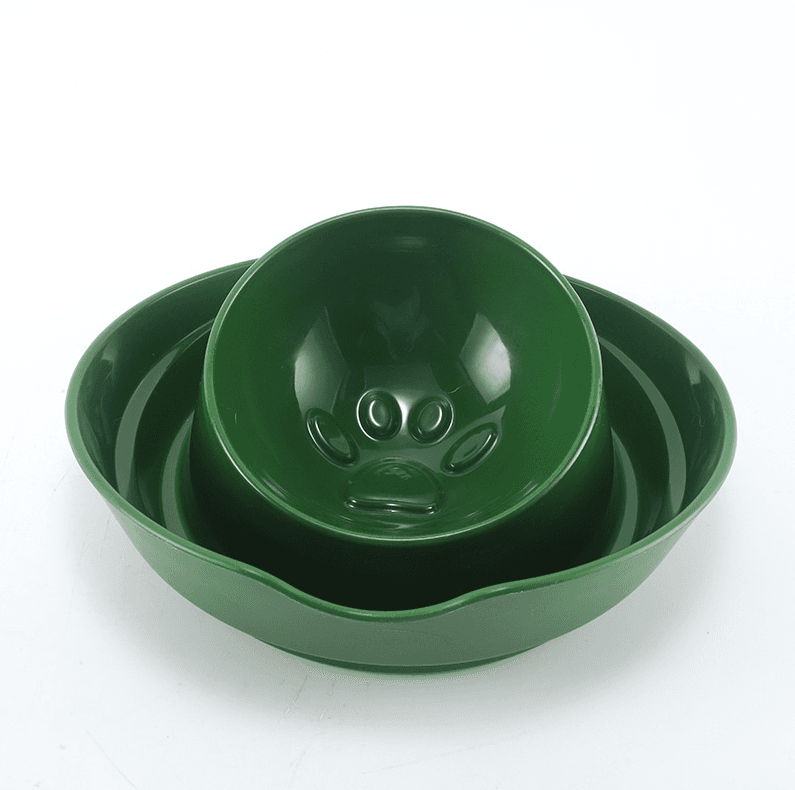 Inclined Pet Bowl-Dark Green-PP-1 piece