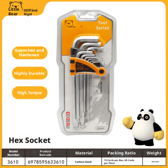 Hexagon wrench-9-piece set-carbon steel-1 set