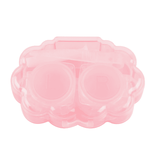 Portable contact lens case-transparent pink-1 set