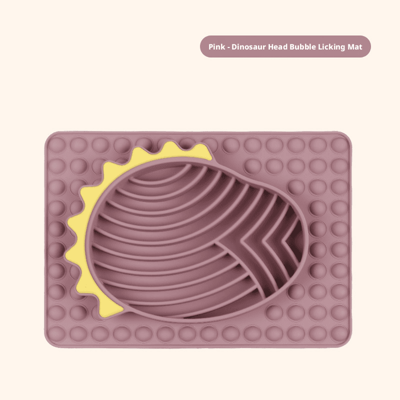 Pet licking mat-dinosaur head bubble model-pink-silicone-1 piece
