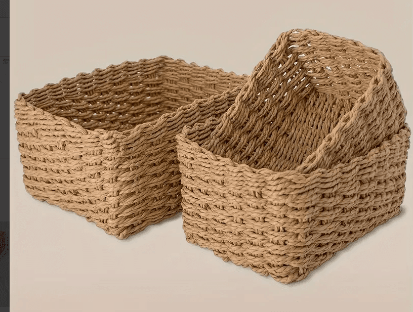 Straw storage basket-camel color-3 pieces/set