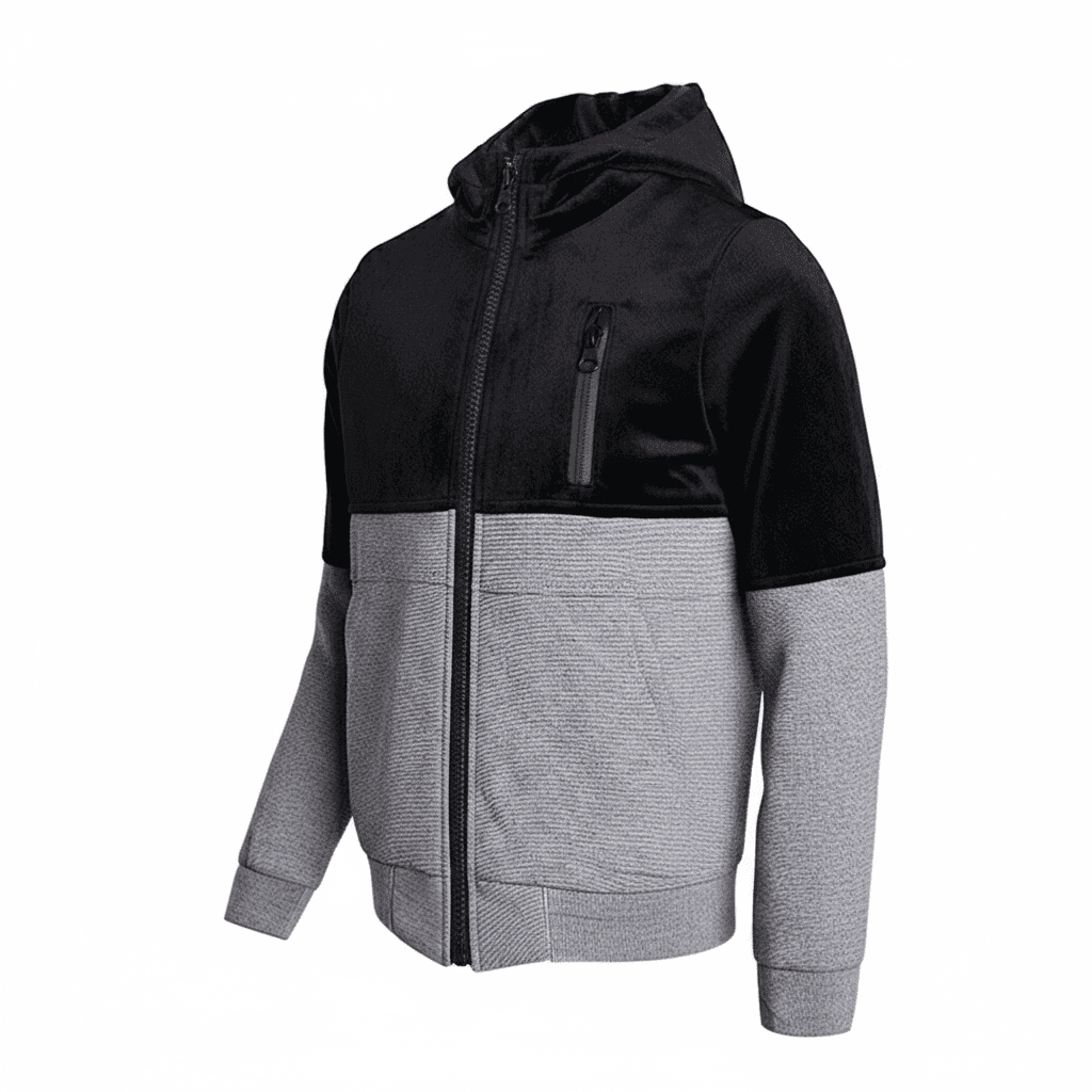Boys Zip Up Hoodie Jacket Kids Black Hooded Sweatshirt Casual School Coat 3-9Y