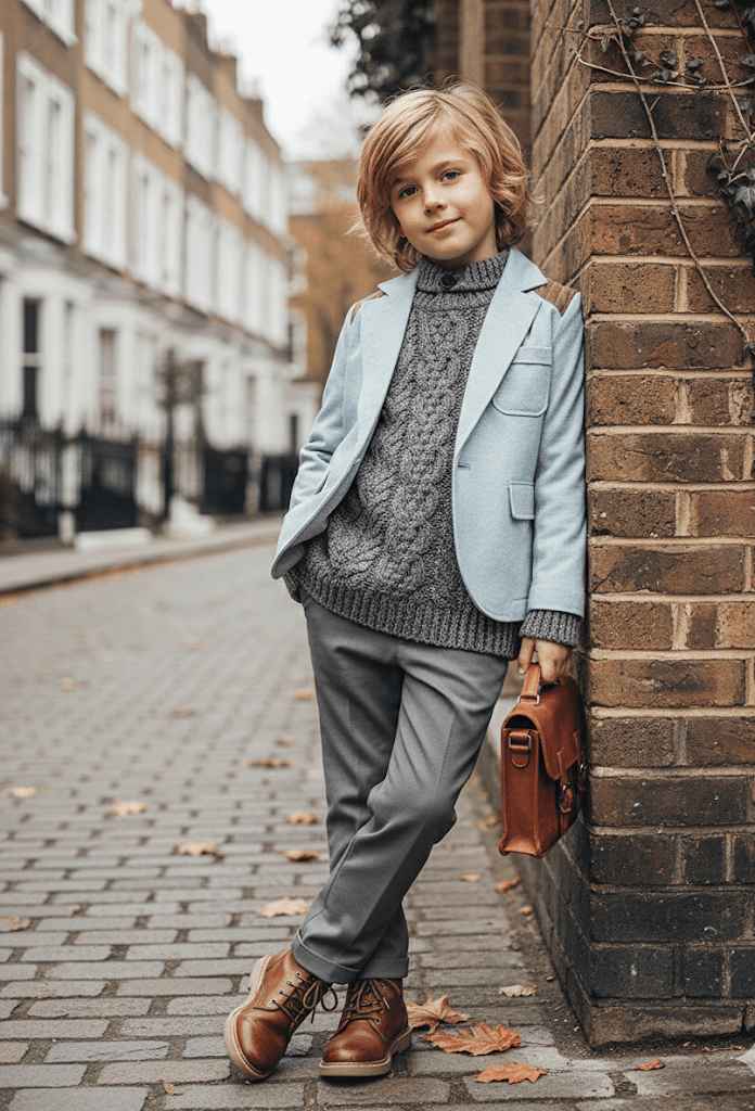 Boys  Vintage Casual Smart Jacket Light Blue Cotton Blazer Everyday Wear 3-7Y
