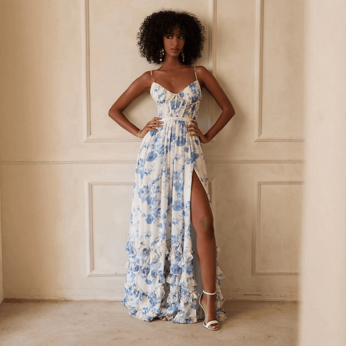 The Carmen Dress In Provencal Blue Floral
