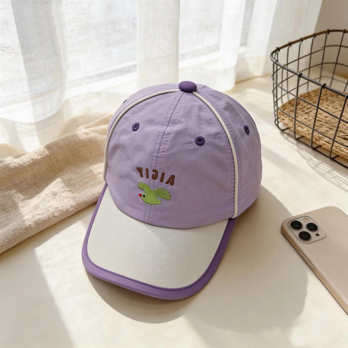 Children's Multi-color Cartoon Pattern Printed Quick-drying Lightweight Adjustable Simple And Fashionable Curved-brim Baseball Cap For Outdoor Sports