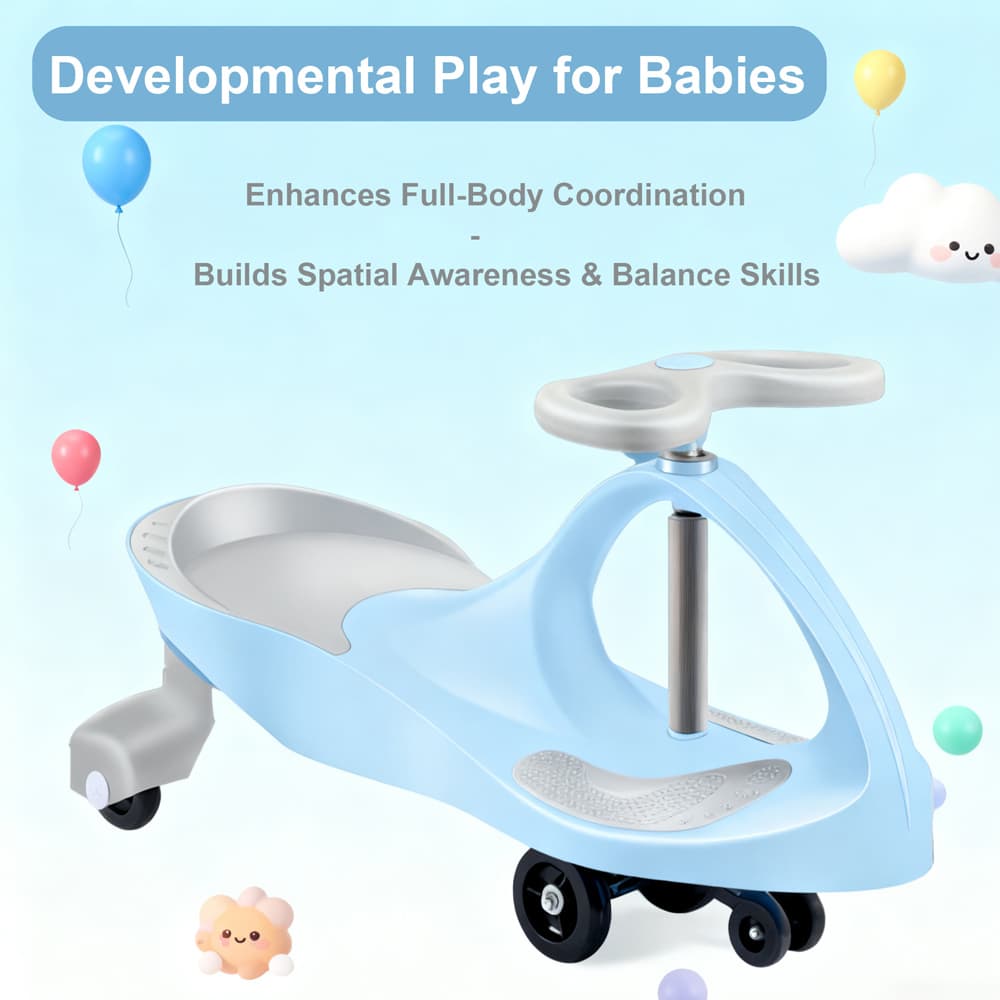 Swing Car Ride On Swivel Scooter Childrens Toy Kids Wiggle Gyro Twist & Go Gift