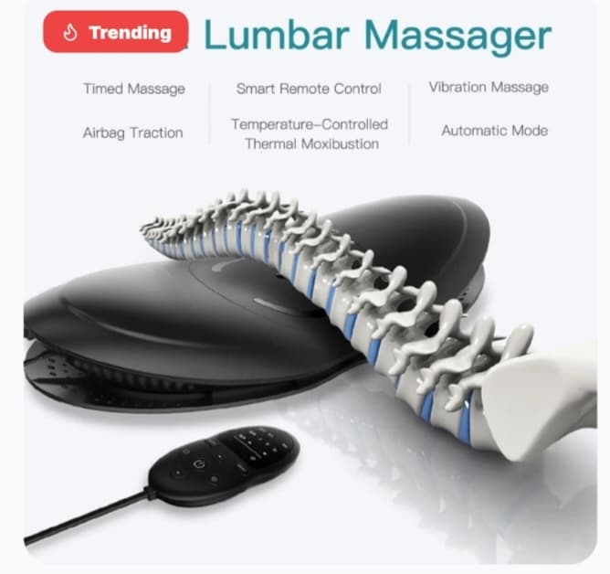 Electric Lumbar Traction Massager With Heat, Vibration & Red Light Therapy For Lower Back Relief