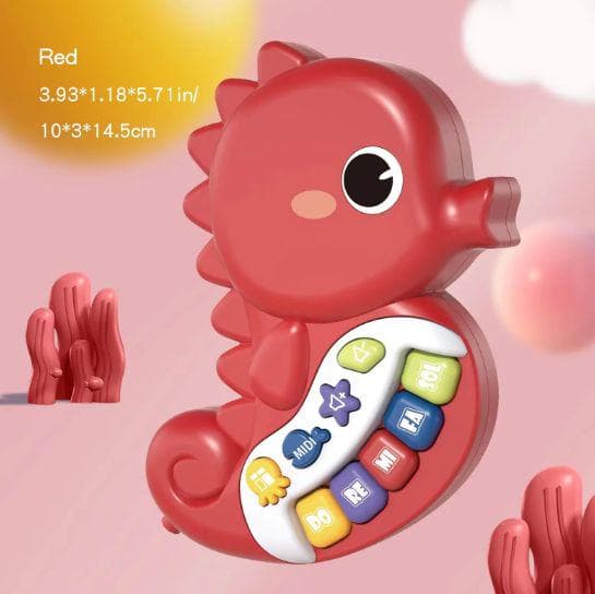 Toy Seahorse Sound Keyboard Red & Blue Early Education Interactive Toy For 0-3 Years Old