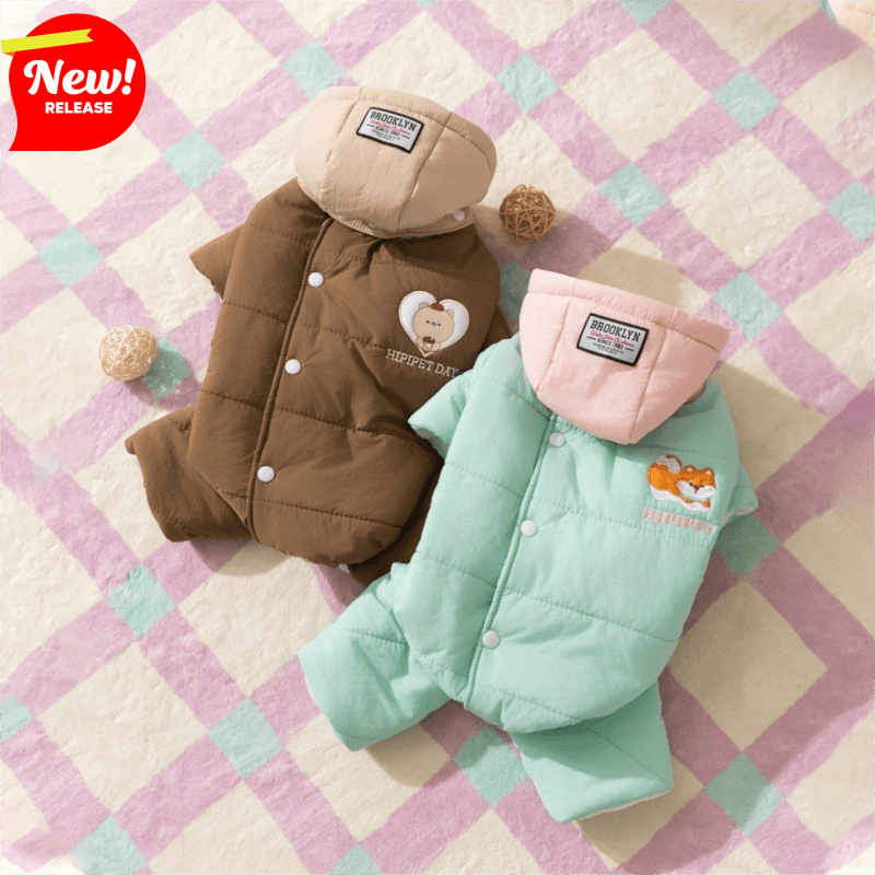 Autumn And Winter Corgi Dog Clothes With Removable Caps, Thick And Warm Four-legged Cotton Clothes, Medium-sized Dog Pet Clothing