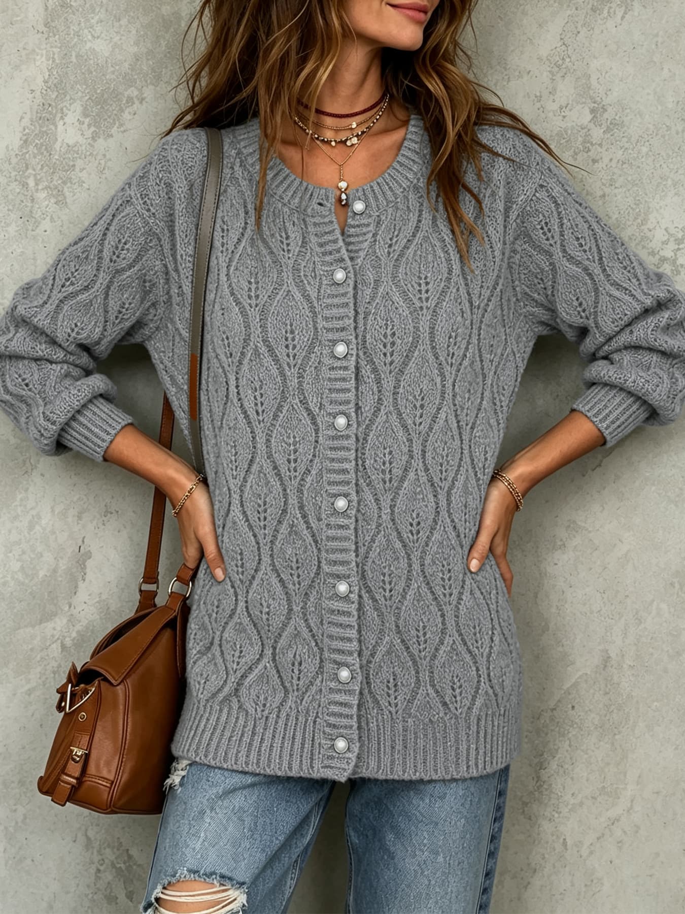 Soft Wool Blend Elastic Long Sleeve Shirt Anti-Shrink Elegant Daily Wear For Ladies