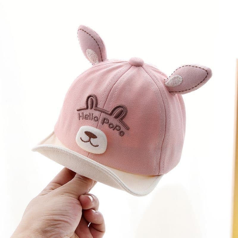 New 0-3-year-old Baby HelloBear Three-dimensional Bear-shaped Soft-brimmed Pure Cotton Sunshade Baseball Cap For Outdoor Shopping And Playing