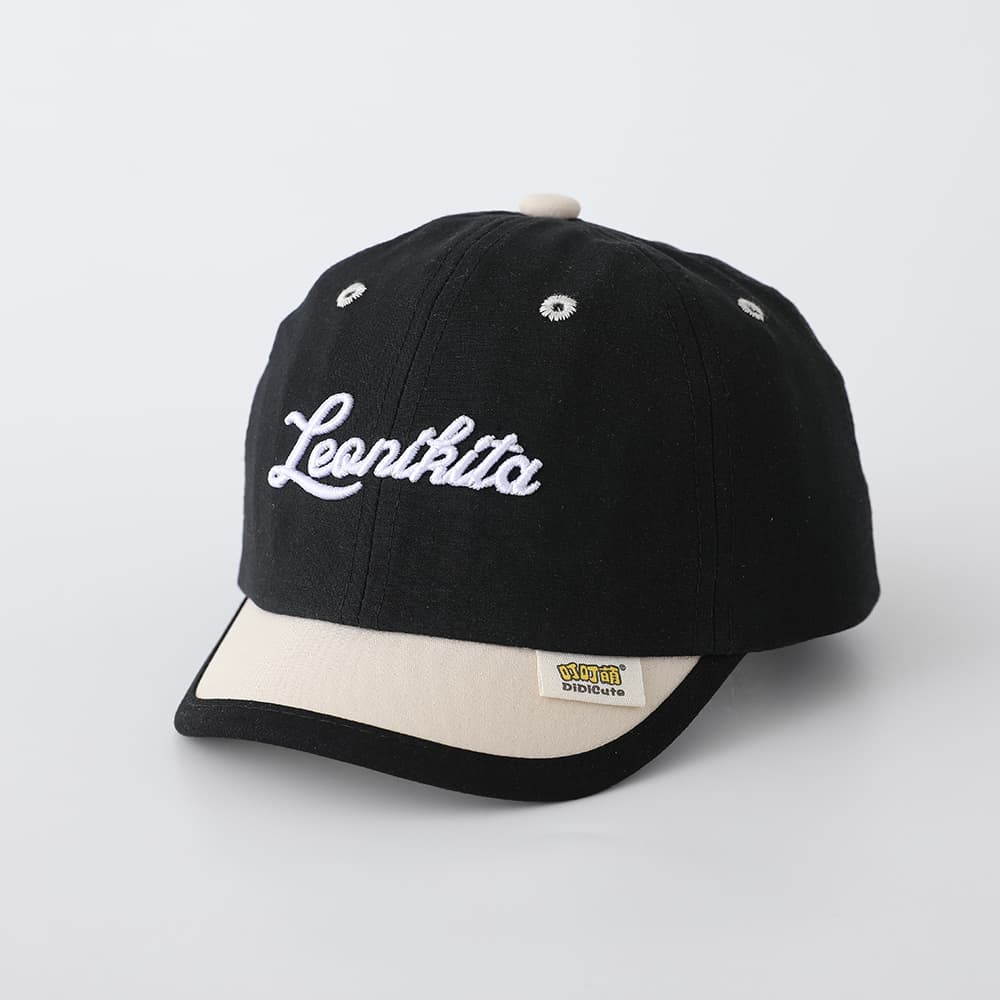 Children's Multi-color Edge-stitching Artistic Font English Font Embroidery Adjustable Simple Casual Short-brim Baseball Cap Suitable For Outdoor Shopping And Traveling