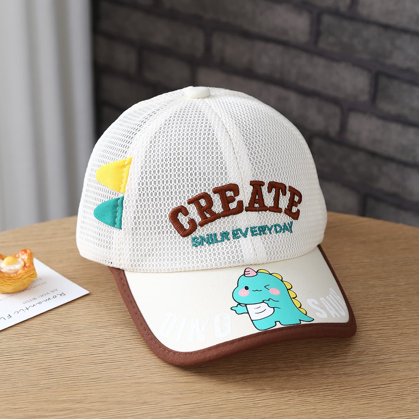 Summer Printed Green Dinosaur Boys' And Girls' Baseball Cap With Embroidered Letters And Fringed Cartoon Baby Sun Hat For Protection From The Sun