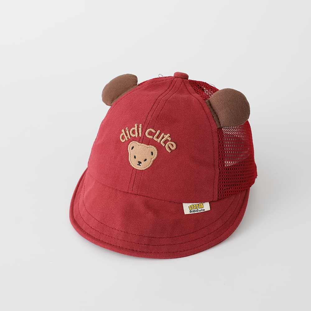 Summer Boys And Girls Net Scarf Breathable Cute Bear Embroidered Multi-Purpose Children's Baseball Cap For Daily Outdoor Use
