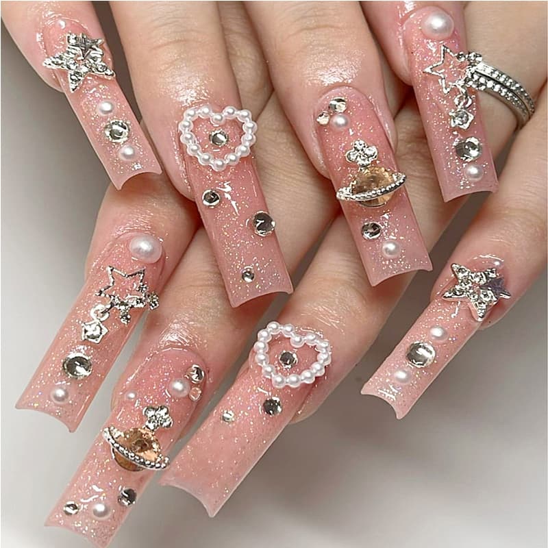 24 PCS Planet Diamond Star Nail Art