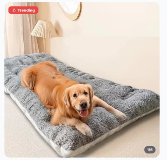 Large Soft Plush Dog Mattress Calming Kennel Cushion Washable Bed Mat For Medium & Large Dogs