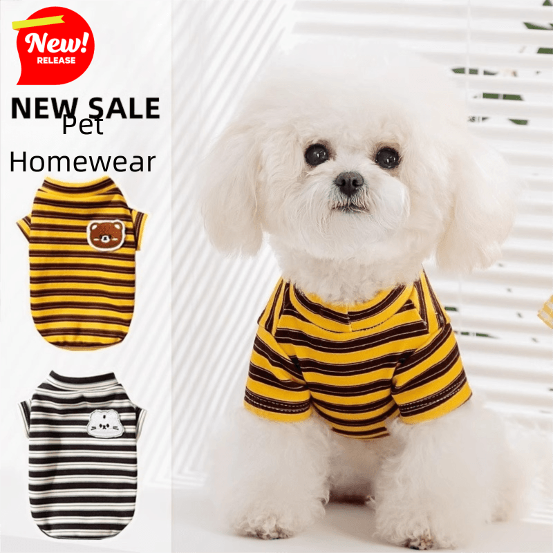 Dog Clothes, Autumn And Winter Striped Animal Base Shirts, Teddy Bichon Frise, Small And Medium-sized Dog, Cat Two-legged Pet Clothes