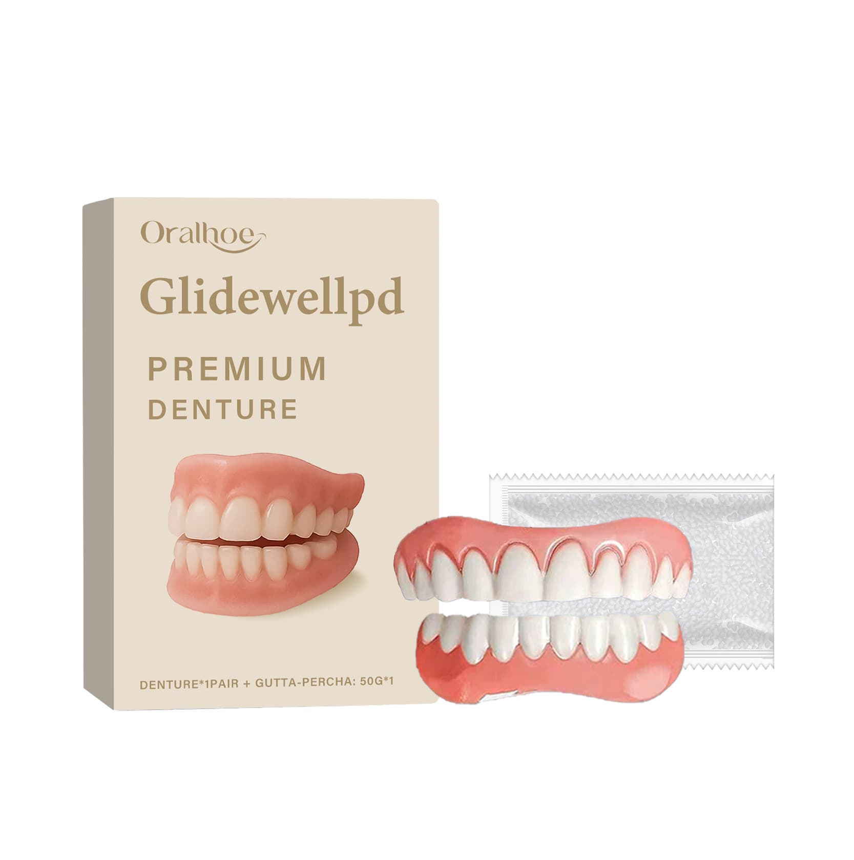 Cross-border ORALHOE Silicone Denture Set For Beautiful Teeth, Enhanced Smile, Comfortable Denture Care.