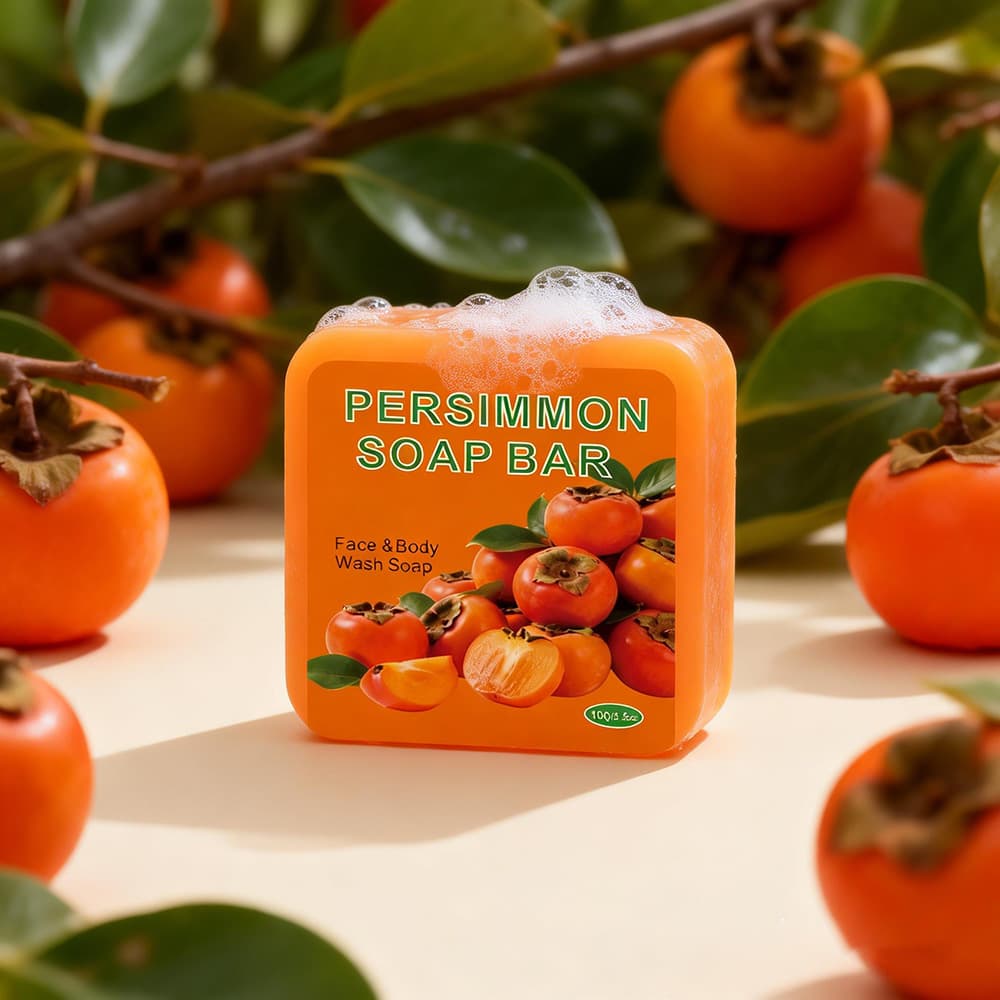 Square Rounded-Corner Labeled Persimmon Soap