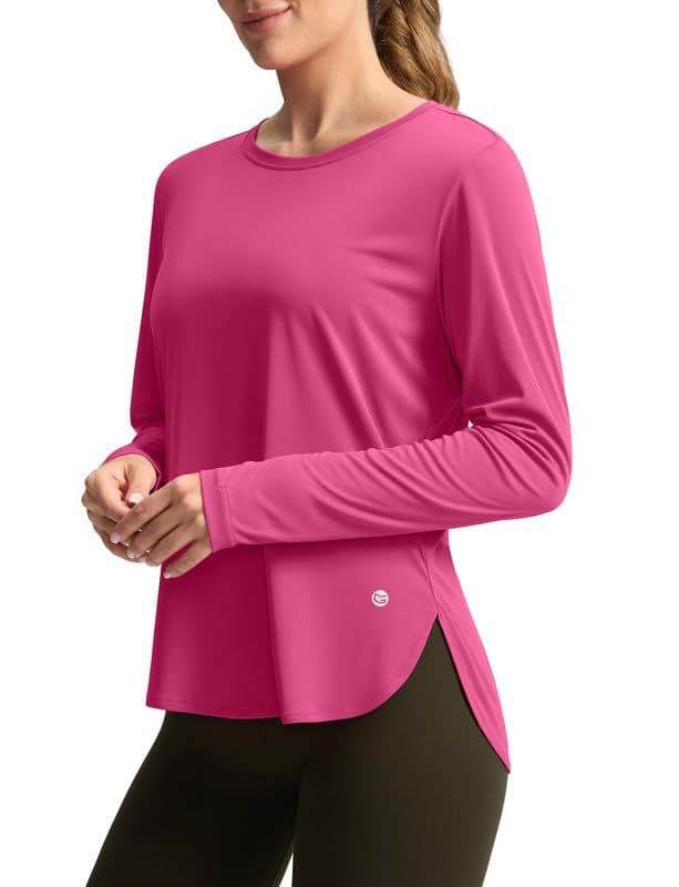 Women's Sun Protection Long Sleeve Shirts, Lightweight Quick Dry UV Protection Athletic Hiking Tops For Outdoor Trekking