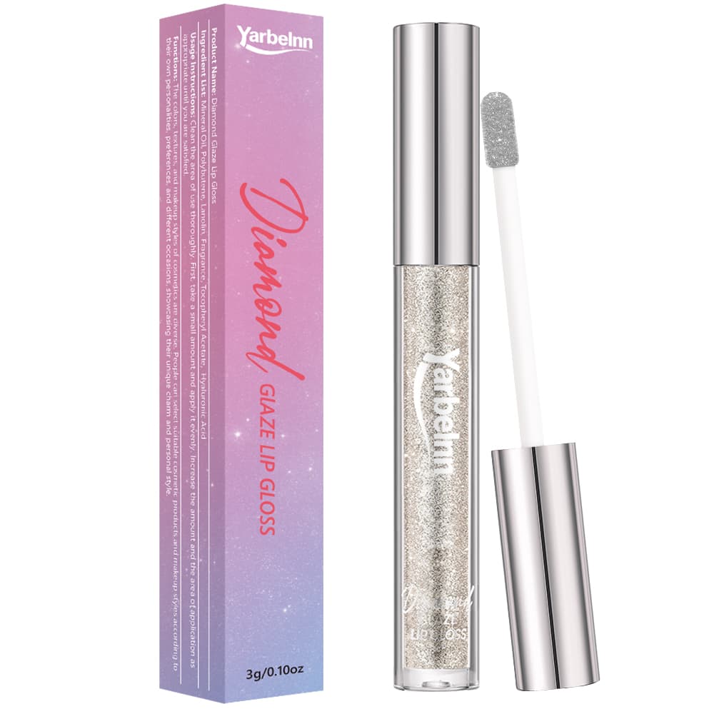 Glitter Shimmer Lip Gloss, Brilliant Highlight Particle Lip Makeup, Long-Lasting Brightening Lip Fluid, 3g
