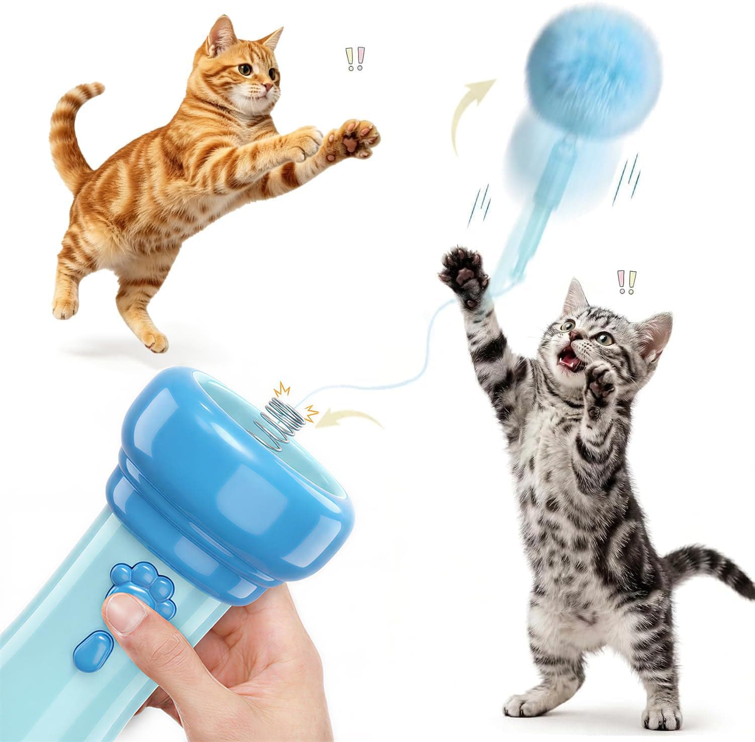 Interactive Cat Toy For Indoor With Launcher Ball One-Click Recycling  Interactive Hunting Cat Toy For Indoor Bored Kittens &  Cats, Reduces Boredom, Stimulates Natural Hunting Instincts