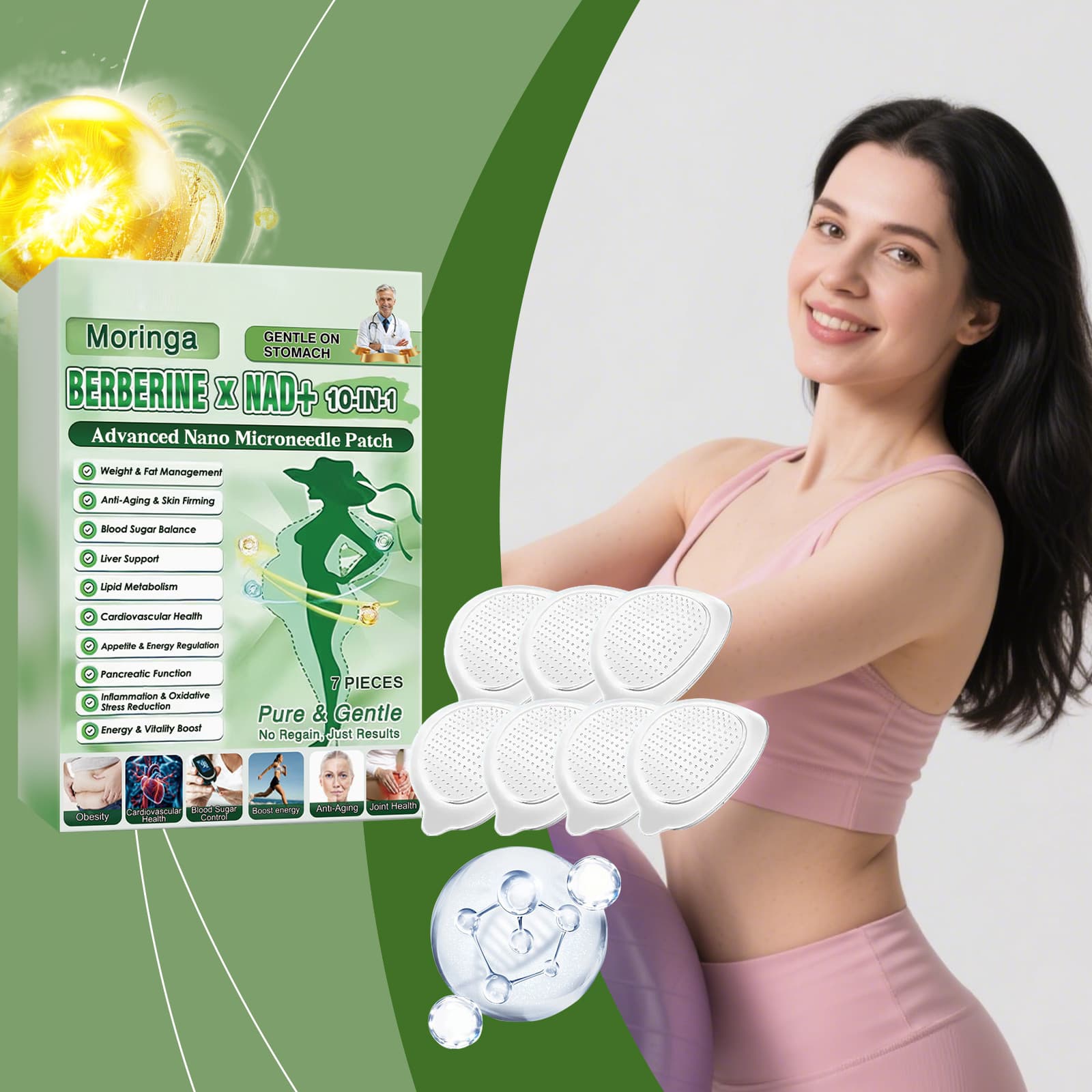 Moringa Advanced Nano Microneedle Patch, 7 Pieces