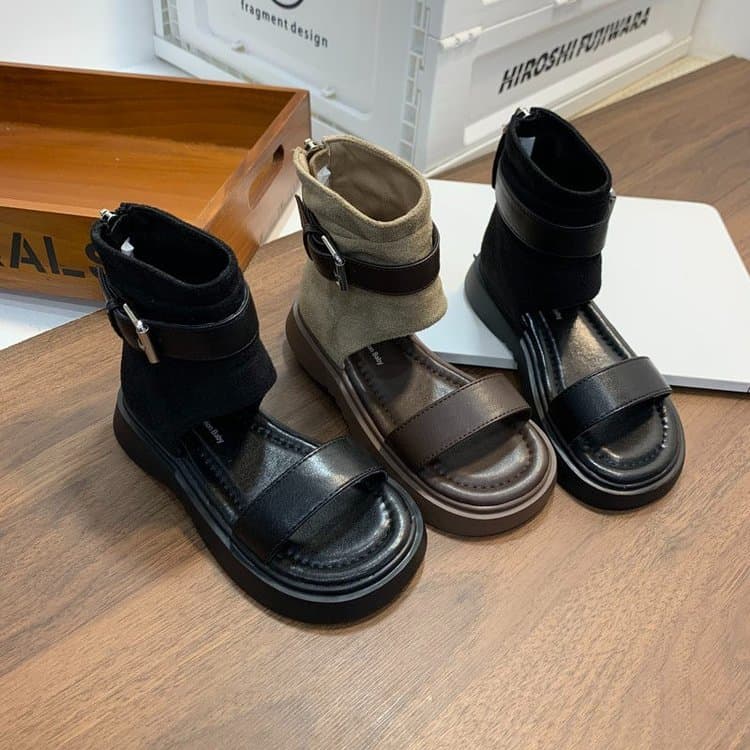 Retro Casual Niche Design Roman Sandals For Girls With A Straight Strap And Western Style Sandals
