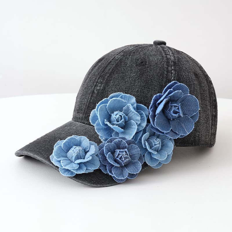 Retro Washed Denim Three-dimensional Rose Flower Baseball Cap - An Atmosphere-enhancing And Versatile Casual Hat For Outings