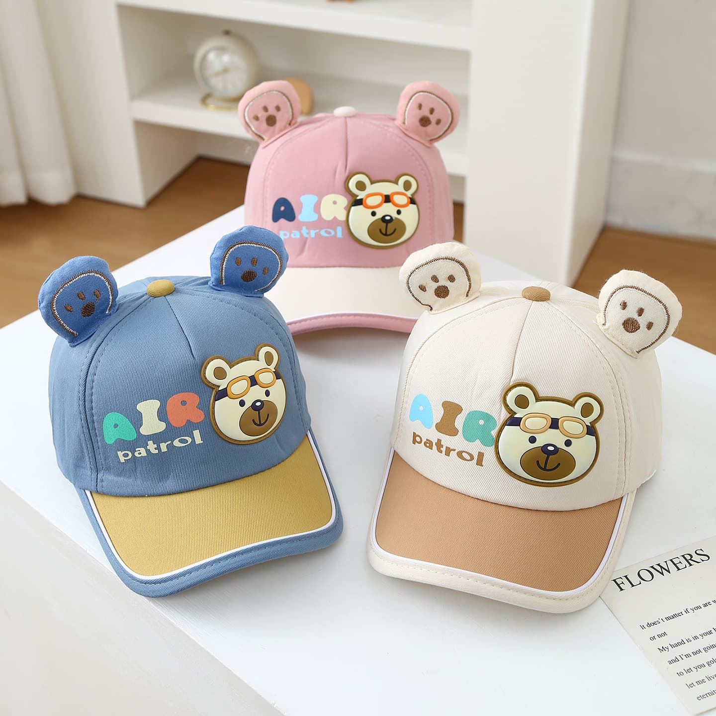 The New Children's Three-dimensional Bear-shaped Sunglasses, Small Bear Patch Cap And Baby Baseball Cap Are Suitable For Daily Wear And Outdoor Sun Protection.