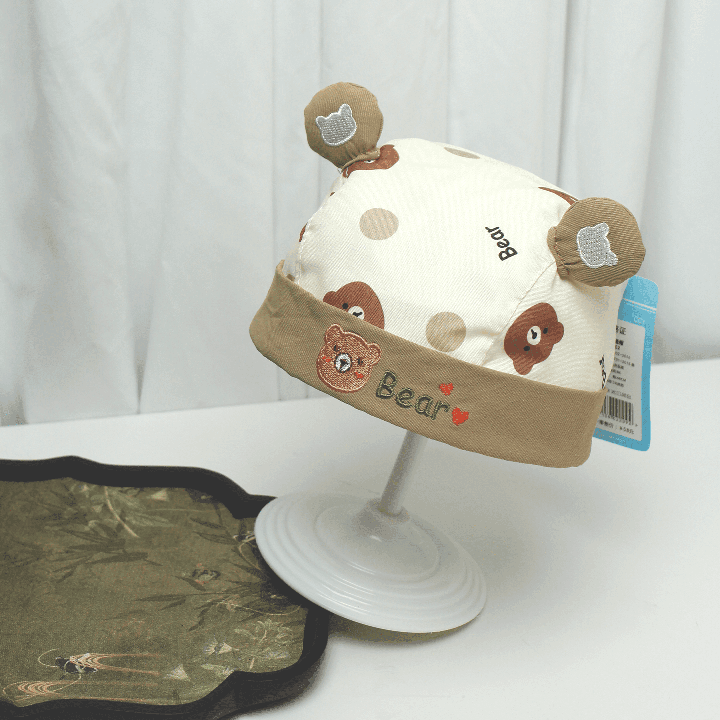 Summer Baby-style Cartoon Bear Head Embroidered Three-dimensional Padded Ears Soft Top Comfortable Children's Pirate Hat For Daily Use