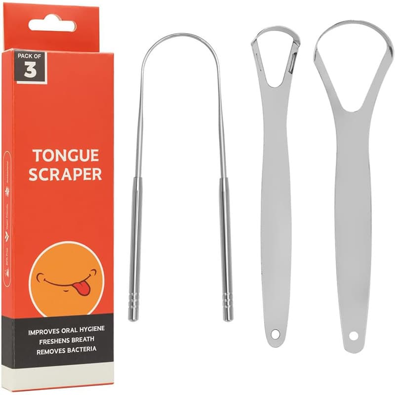 3Pcs Oral Care Pack,Tongue Scraper For Adults By Stainless,Steel Tongue Cleaners Reduce Bad Breath