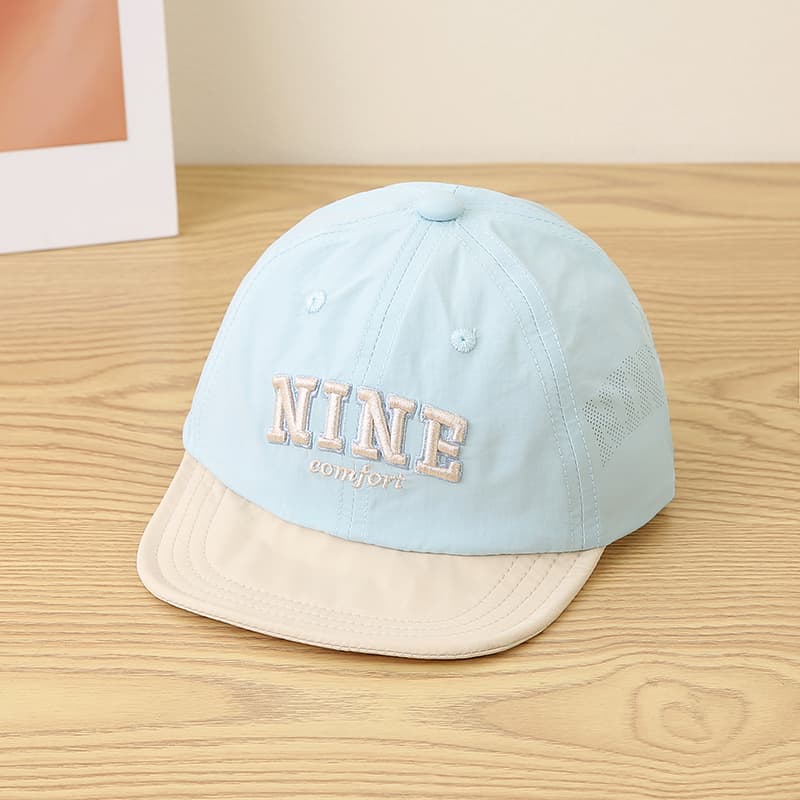Children's Multi-color NINE Embroidered Mesh Breathable Quick-drying Lightweight Fashionable Casual Flat-brim Baseball Cap Suitable For Sports And Travel