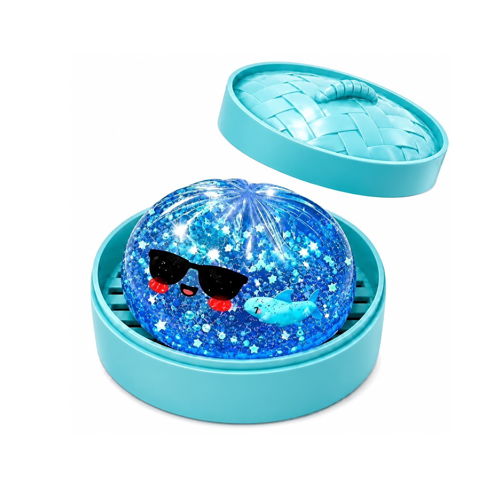 DOWMOO Star Glitter Ocean Shark Sunglasses Bun Squeezable Toy - Soft, Elastic, And Comfortable To The Touch
