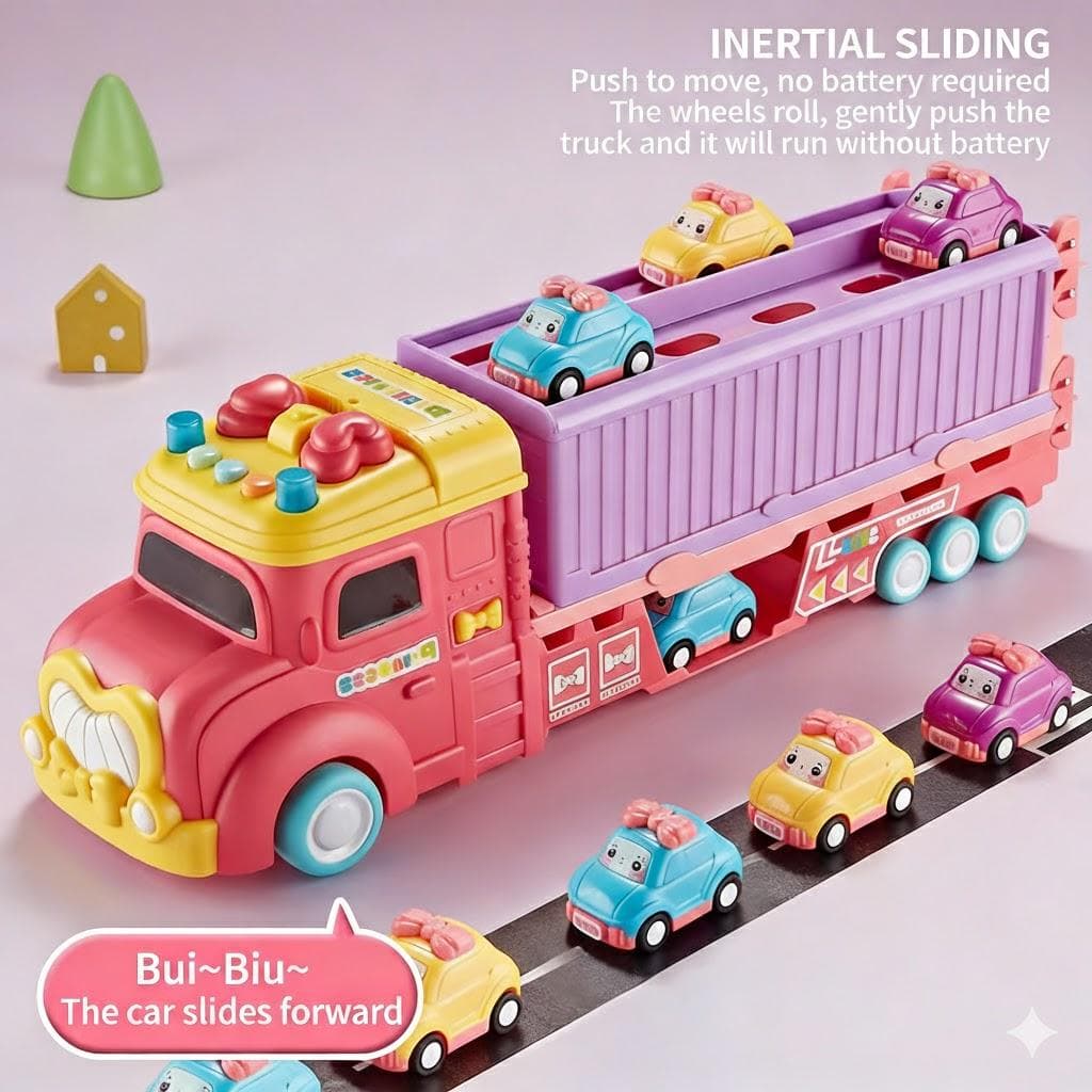 Kids' Roller Car Storage And Transport Toy 6-Piece Mini Vehicle Set