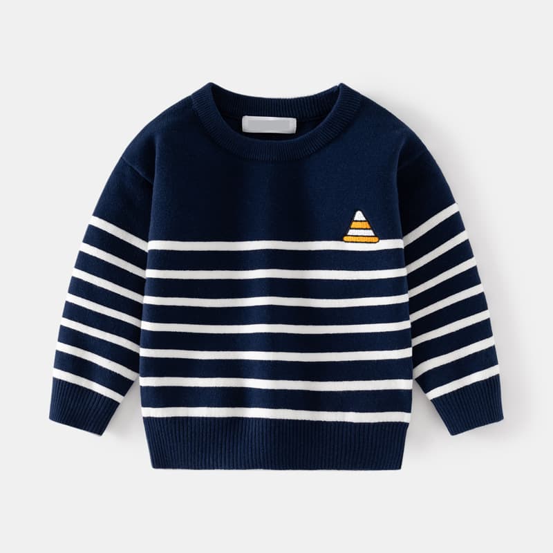 Boys Fine-striped Crew-neck Sweater Top