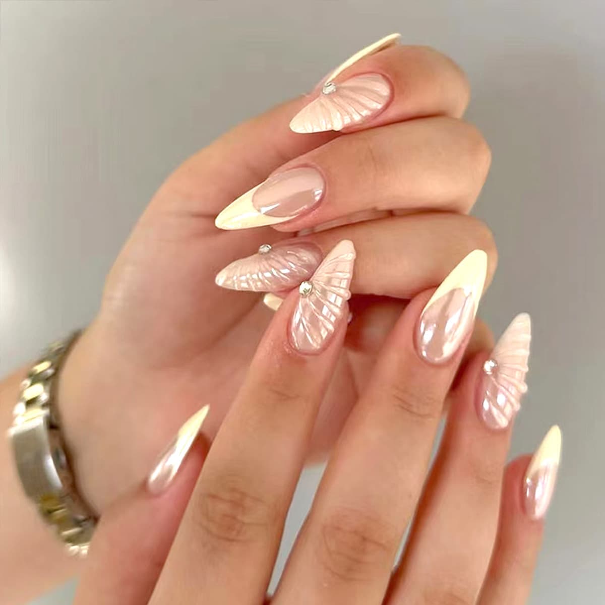 French-style Nail Art Stickers Removable 3D Shell Design