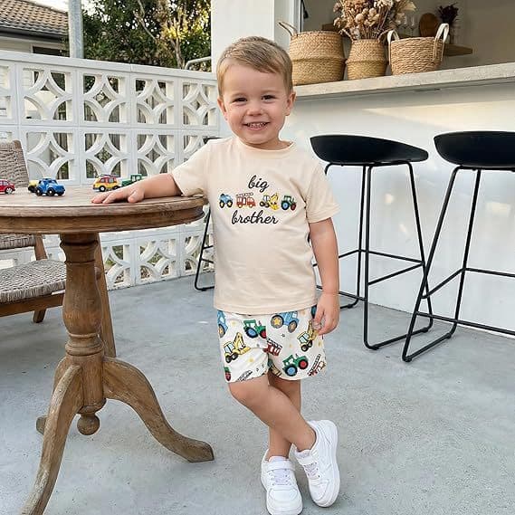 All-over Letter Print Summer Short-sleeve Outfit For Baby Boys