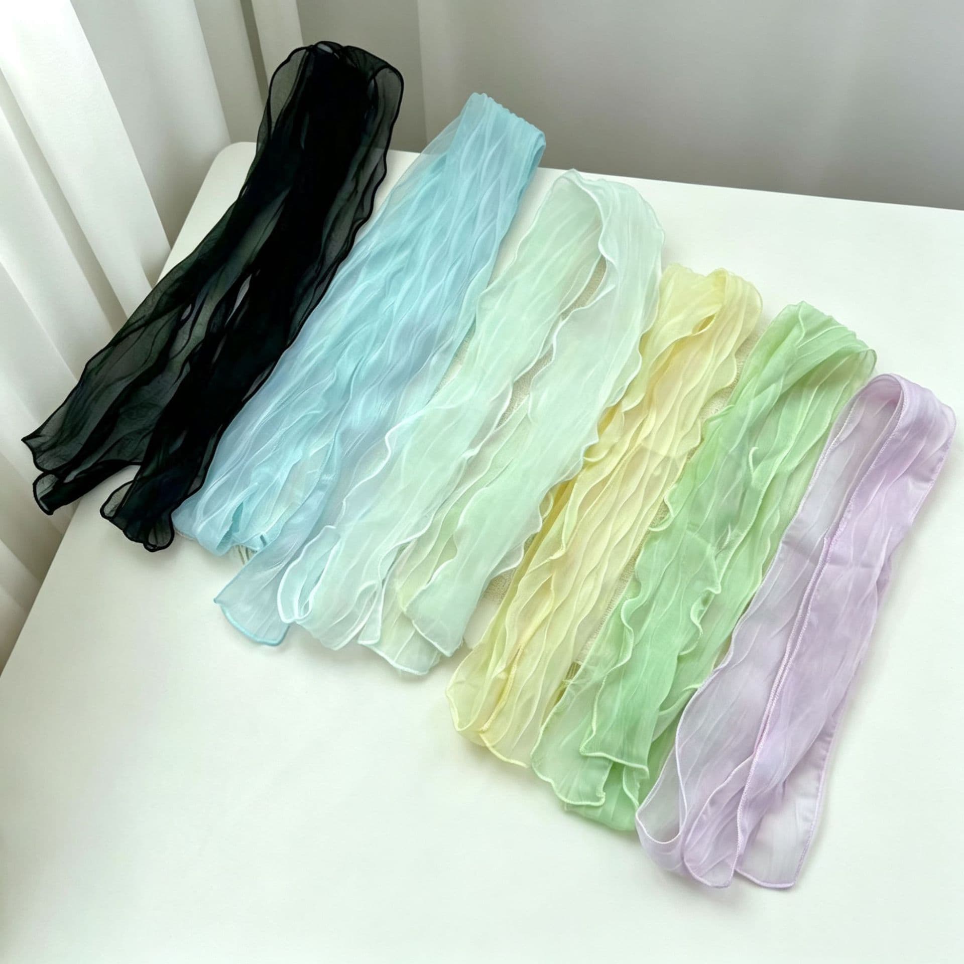 Versatile Solid-color Long Scarf With Wavy Edges