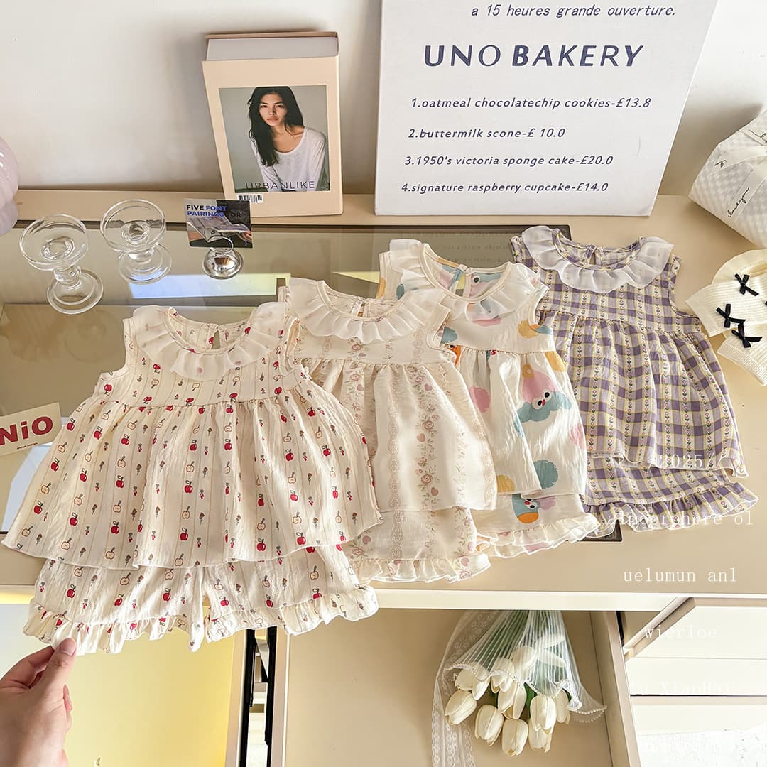 Girls' Lace-trimmed Top And Pants Two-piece Set All-Match