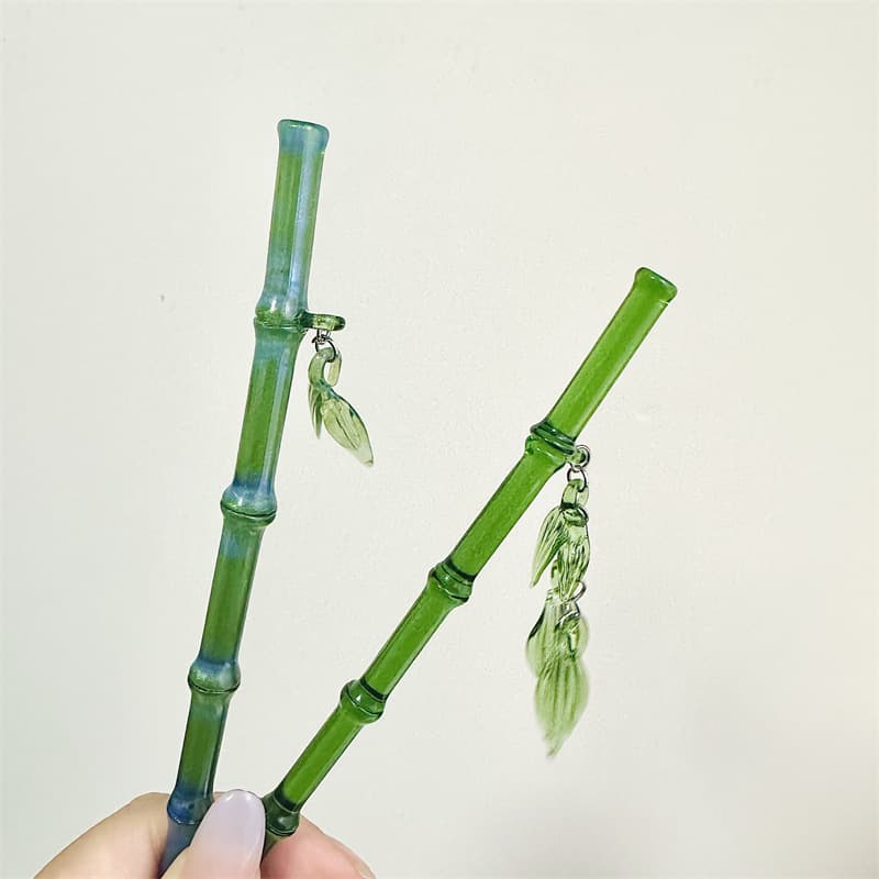 Eternal Night Starlight Glazed Bamboo Leaf Hairpin