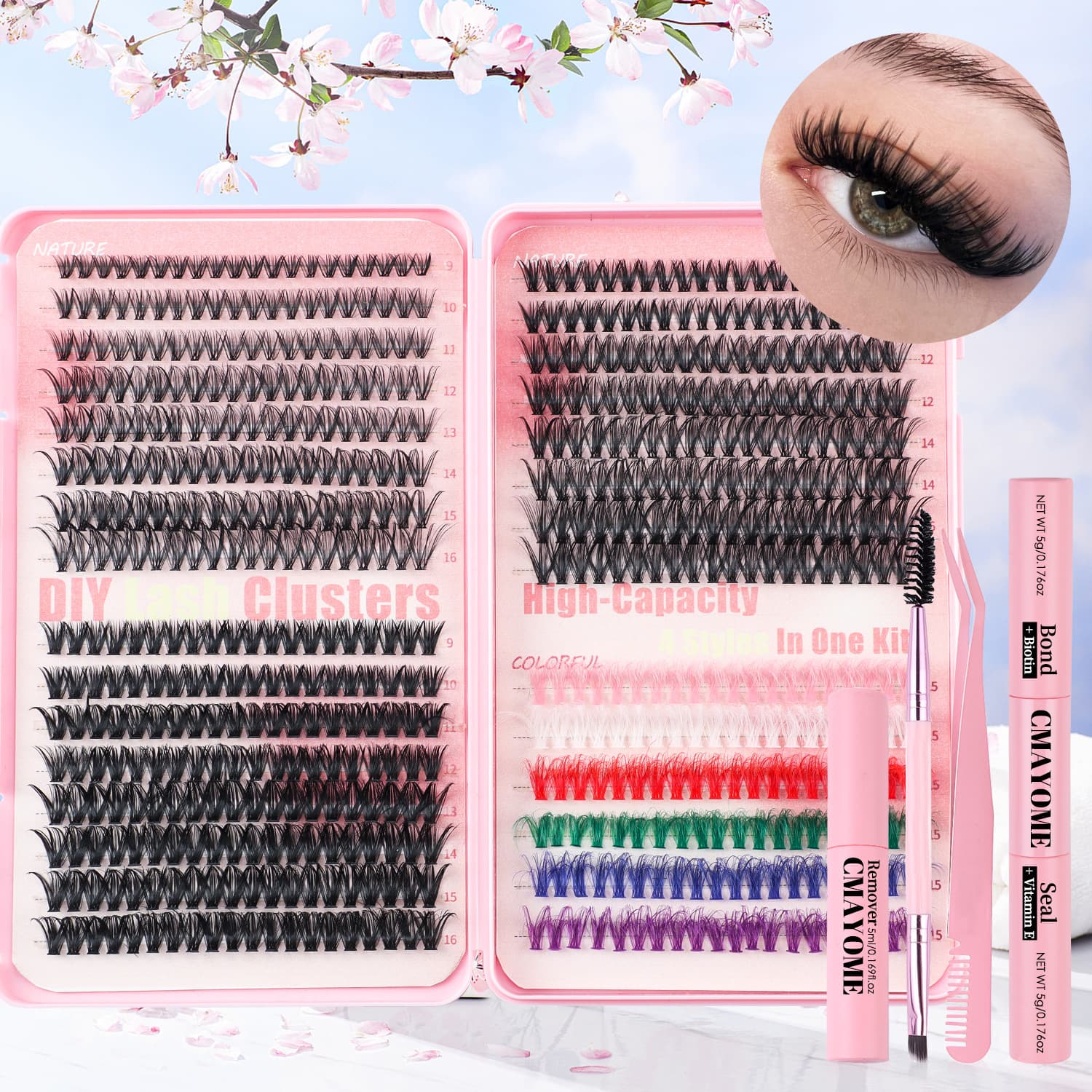 DIY Eyelash Book Single-Cluster Colored False Eyelashes 640-Cluster Tool Set