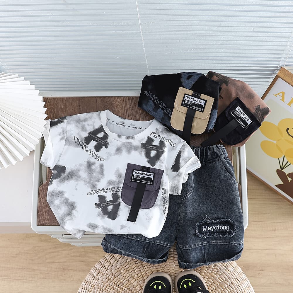 Boys' Letter-Print Short-Sleeve Two-Piece Set