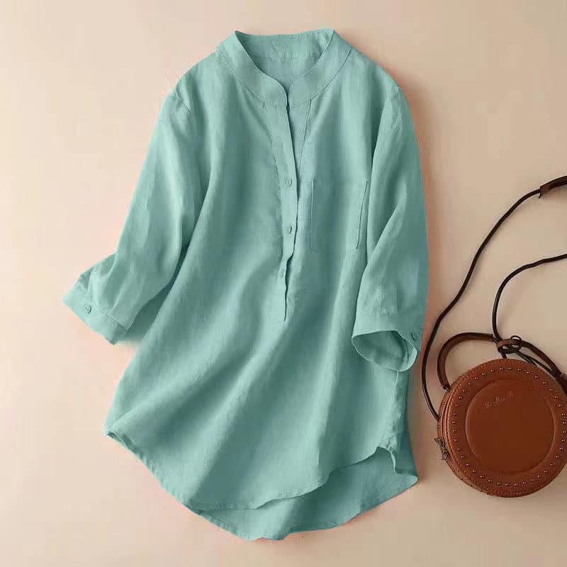 Women's Cotton And Linen Mid-length Shirt