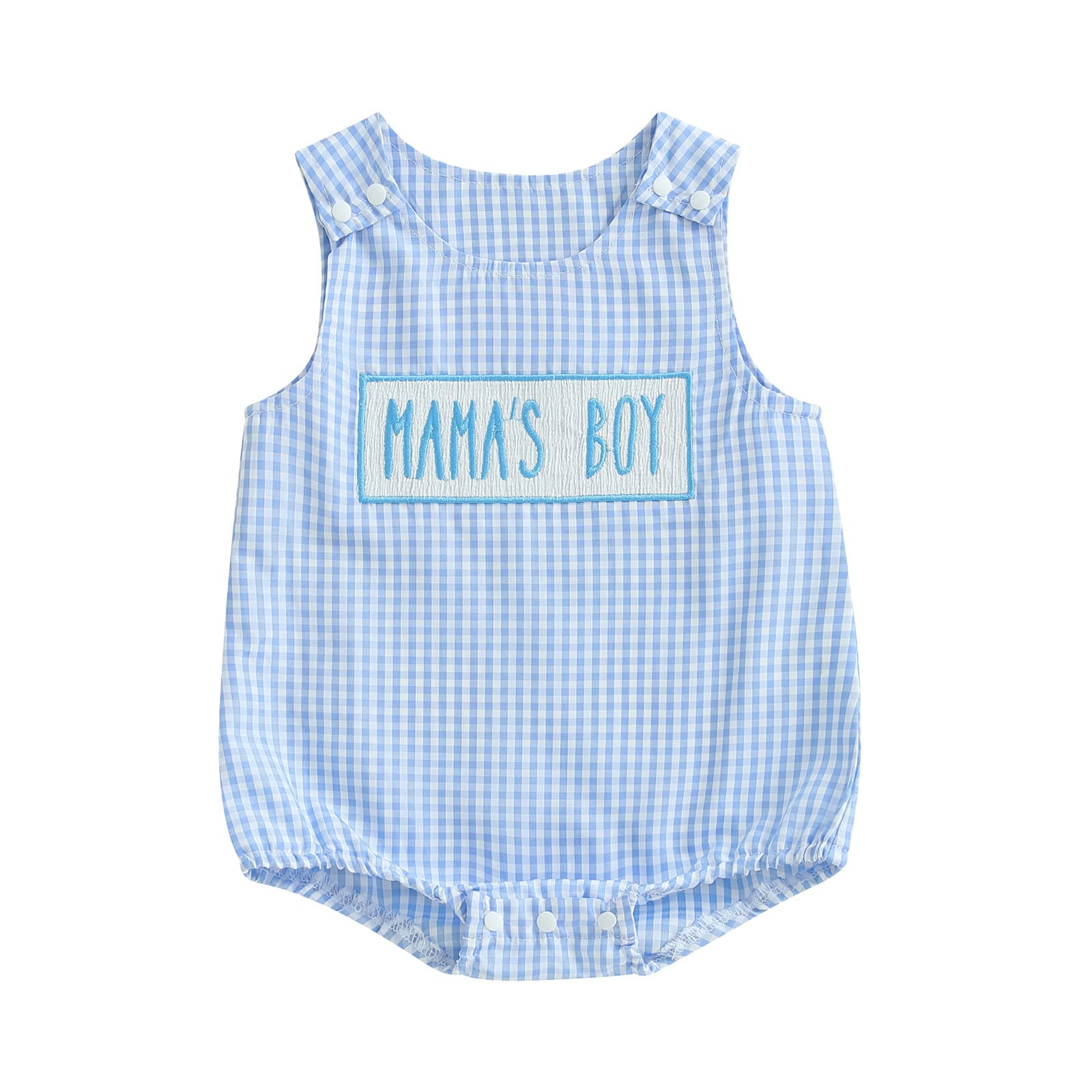 Small-Grid Embroidered Letter Triangular Romper