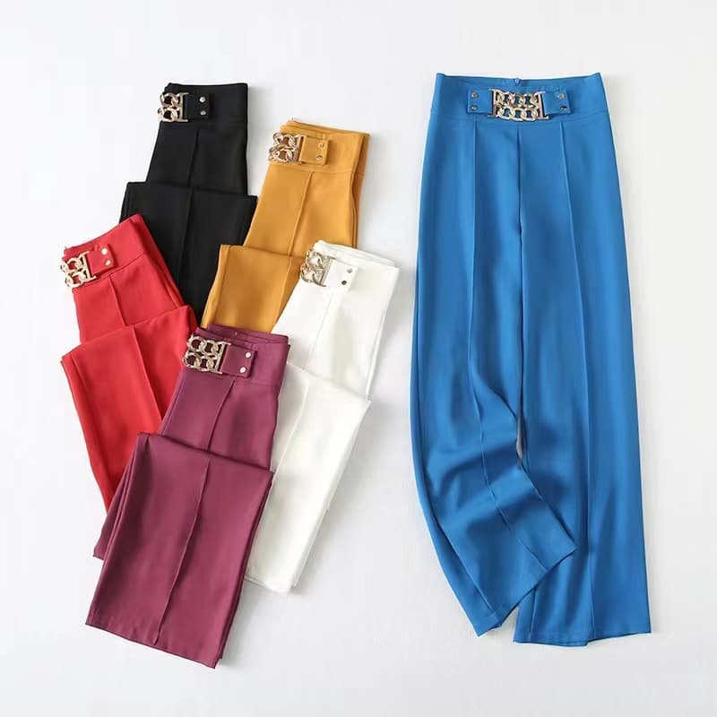 New Solid-color Slightly Stretchy Draped High-waisted Slimming Trousers
