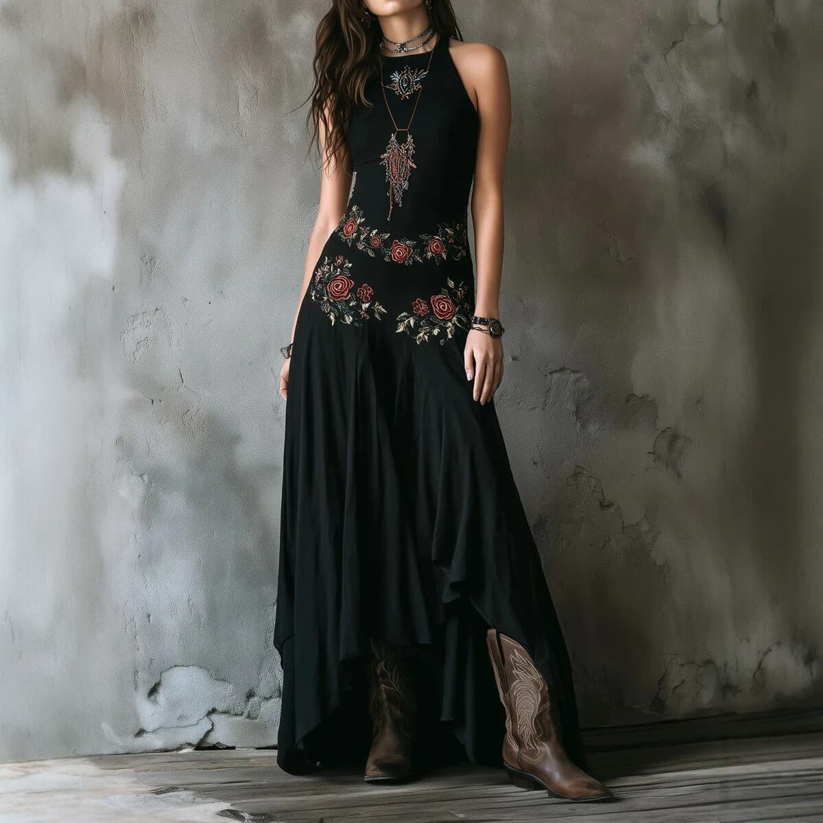 Figure-flattering Asymmetrical Hemline Dress